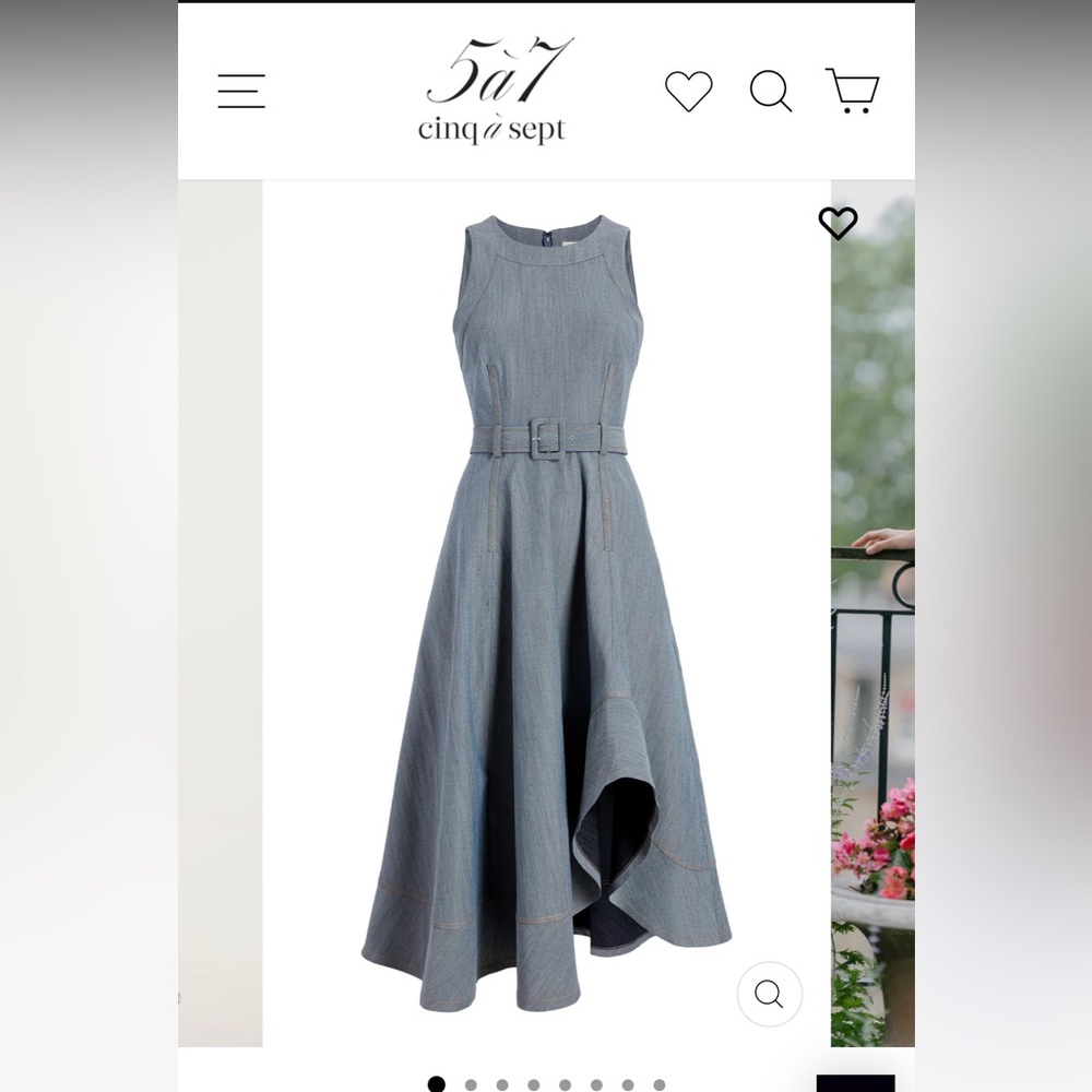 Cinq à Sept Gray High-Low Belted Dress